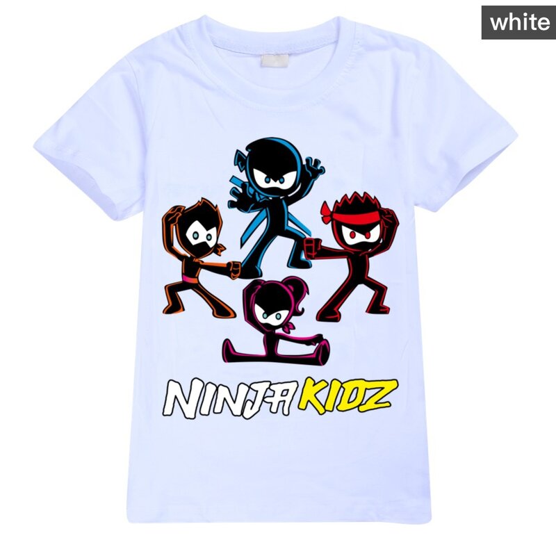 NINJA KIDZ-Camiseta infantil verão, roupas para adolescentes, camiseta de algodão para meninos, Boutique Kids Tees, O-Neck Children Tops, venda quente