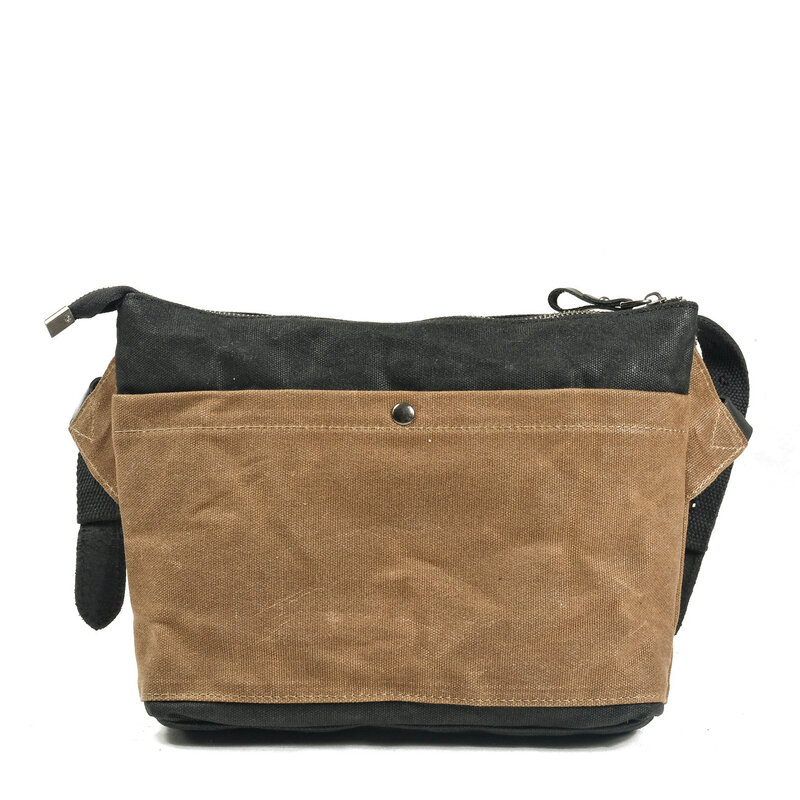Retro oil wax canvas hit color messenger bag men and women small mini carry daily leisure outdoor riding