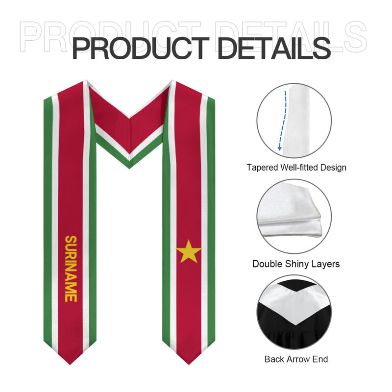 Bandeira do Suriname para Estudantes Internacionais, Estados Unidos Roubou Sash, Estude Lenço Acadêmico, Mais Design, Xaile de Graduação