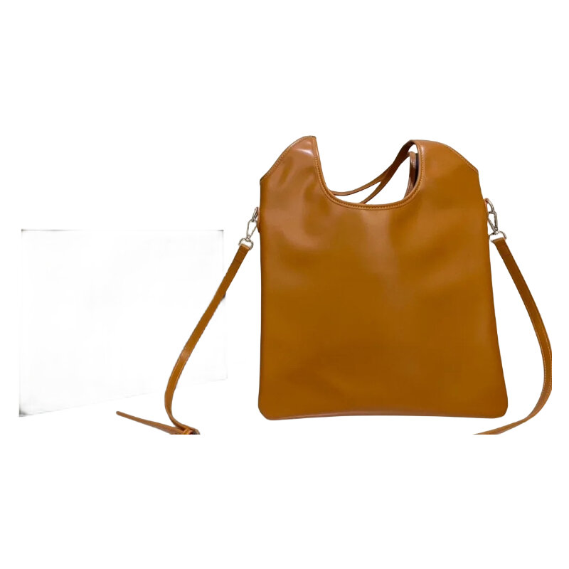 Orange cowhide tote bag, Large capacity underarm bag