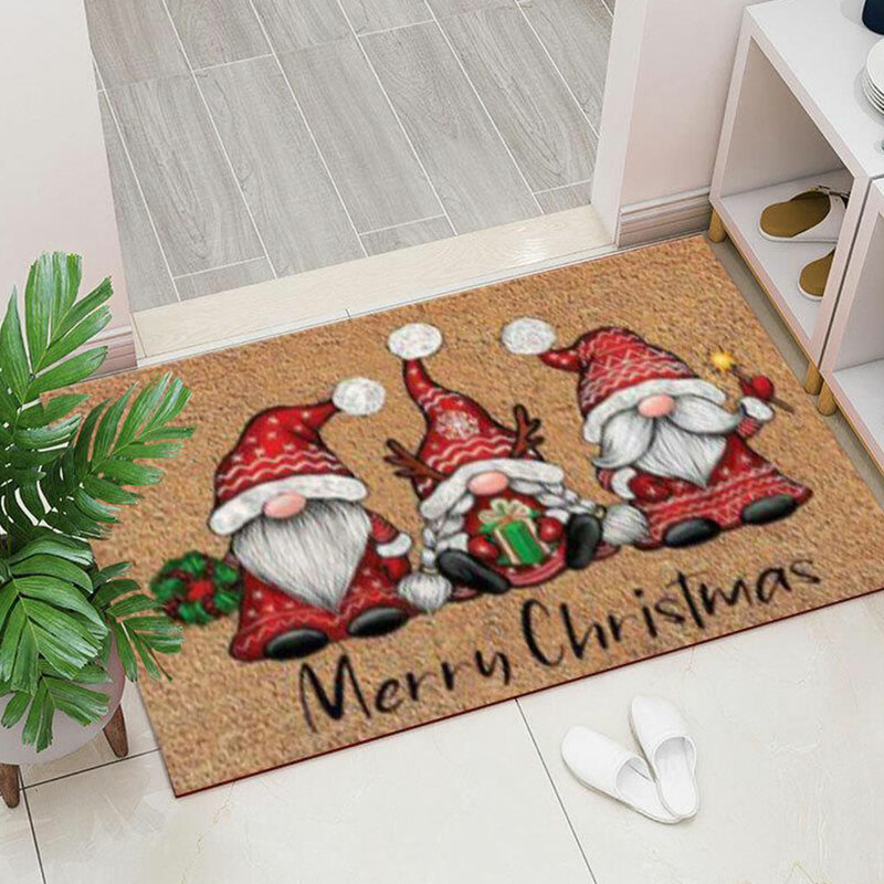 Bożonarodzeniowa dywan na korytarz drzwi wejściowych do sypialni antypoślizgowa mata podłogowa na drzwi chłonna na stopki świąteczny prezent do dekoracji świątecznych