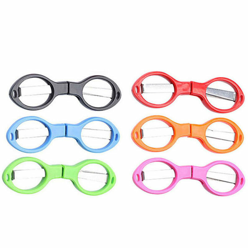 6Pcs  Stainless Steel Scissors Folding Mini Scissor Portable Glasses Shape Shear Fabric Paper Cutter for Travel Sewing Crafts