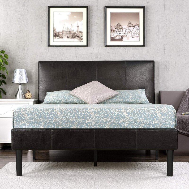 Gerard tempat tidur Platform berlapis kain kulit imitasi/alas bedak/alas bedak kayu/tanpa kotak pegas yang diperlukan