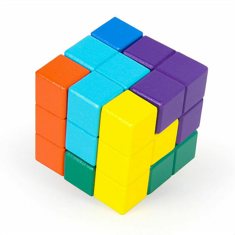 Cube de Soma en Bois 3D pour Enfant, Jouet de Nuit, Puzzle Montessori, Défi du Cerveau, Jeu Sensoriel