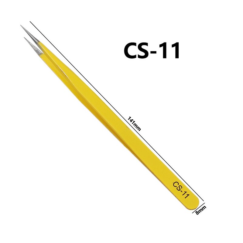 1PC Tweezers CS-10/CS-11/CS-12/CS-13/CS-14/CS-15 Stainless Steel Tweezers Industrial Anti-static Tweezers Curved Straight Tip