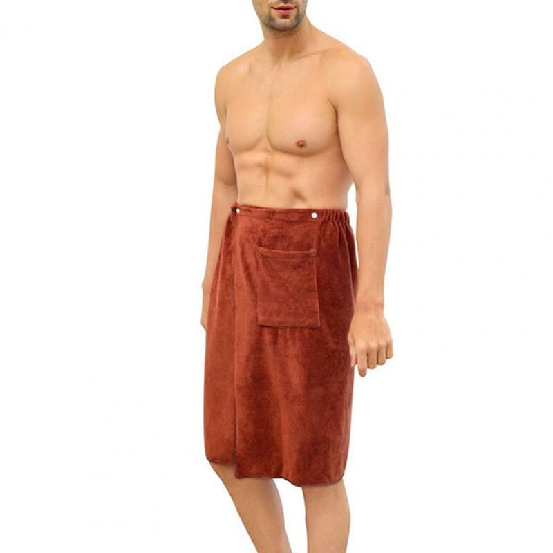 Asciugamano da bagno accappatoio da uomo regolabile con elastico in vita camicia da notte Homewear con tasca per sport all'aria aperta nuoto palestra Spa asciugamano