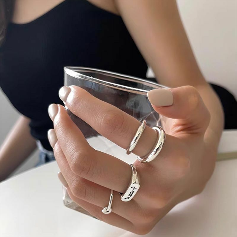 925 prata esterlina geométrica única linhas duplas anéis para mulheres boêmio ajustável aberto vintage anel para festa de aniversário presente
