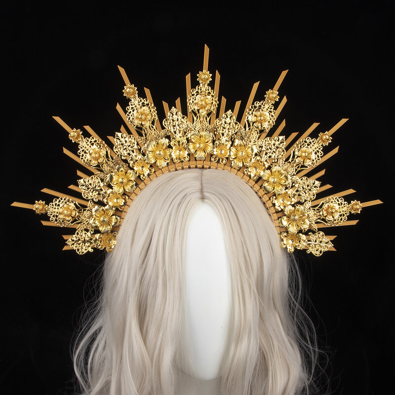 Lolita-Diadema de Ángel Halo para mujer, banda para el pelo de la Virgen María, Apolo, diosa del sol, tocado de Halo con puntas doradas, accesorios para el cabello