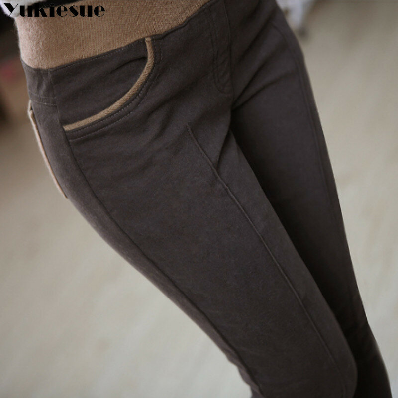 Roupas S-4XL mulheres lápis calças de cintura alta magro de veludo grosso quente inverno leggings jeggings legins feminina calças 90h