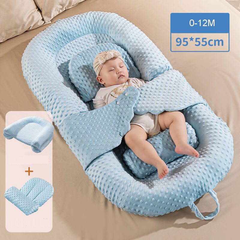 Minky Dots Angel Wing Wrap reversible tragbare Babys chlafset Neugeborene Nest liege mit Kissen zum gemeinsamen Schlafen bis 18m