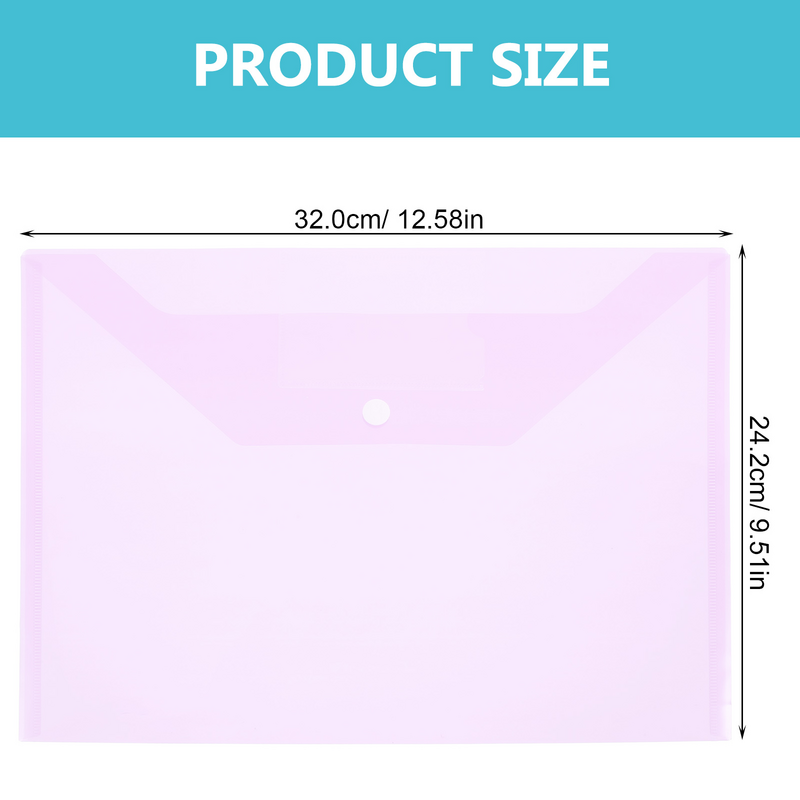 Envelopes coloridos de plástico para Office File Folders, Snap Button Pouches, bolsos grossos, sacos PP, A4, projeto de pastas de arquivo, 6 pcs