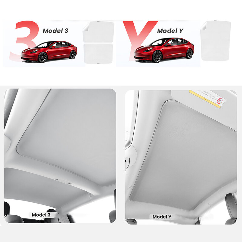 Electrostatic Sorption Sunshade Ice Cloth Sunroof Front Rear Glass Skylight Sun Shade Interior Cooling for Tesla Model 3 Model Y