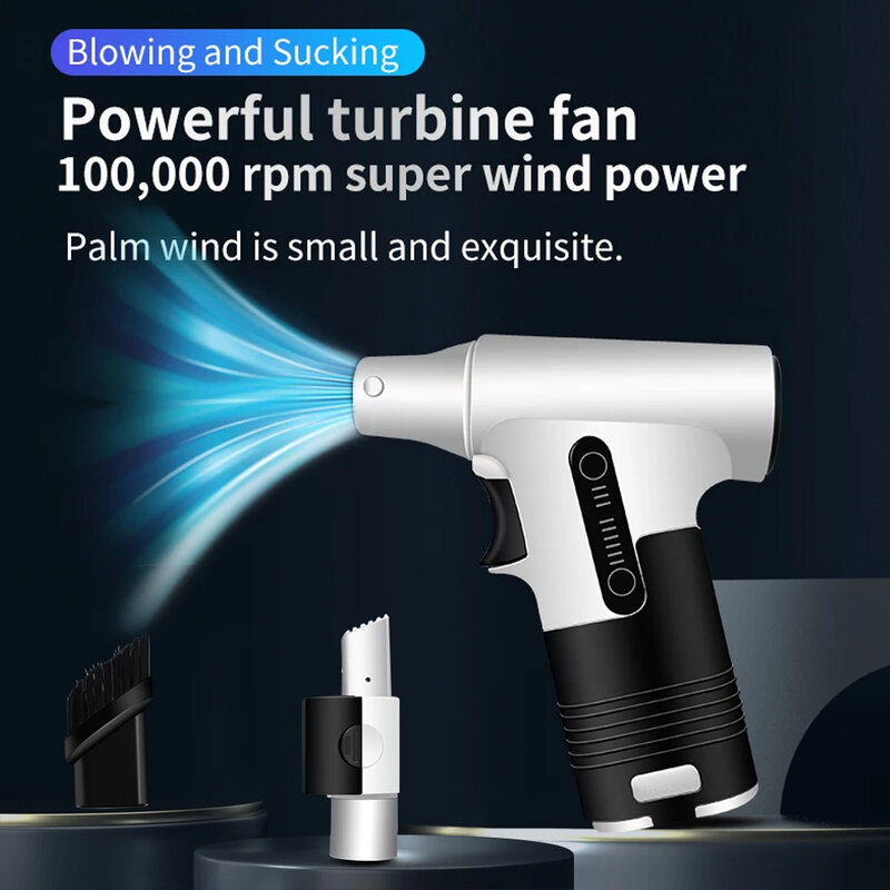 Alta Potência Handheld Blowing-Sucção Air Blower, Brushless Jet Fan, Turbofan Poeira Blower, Ar Comprimido Duster, 3 Velocidades, 120000RPM