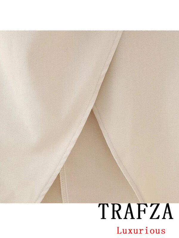 Trafza-女性のカジュアルなヴィンテージスタイルのカジドレス,プリーツ付きのシックな婦人服,単色,ストラップレス,ジッパー,長いストレート,夏のファッション,2024