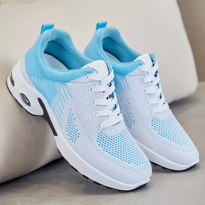 Breathable Mesh Running Shoes Women's Outdoor Sports Lace-up Sneakers with Air Cushion