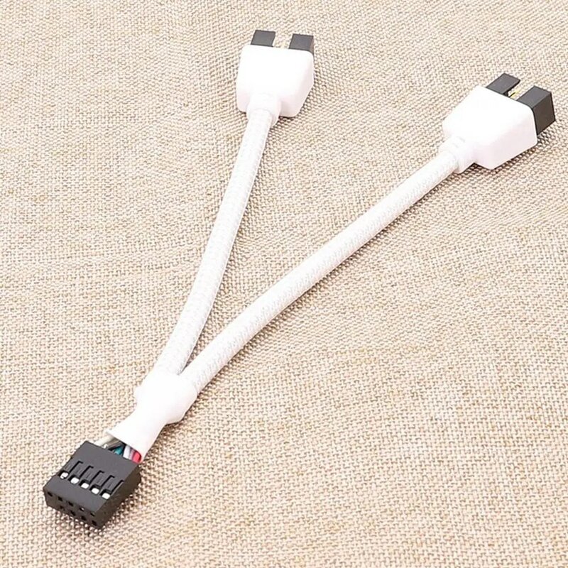 Kabel ekstensi USB Motherboard 9 Pin 1 betina ke 2 jantan Y Splitter Audio HD kabel ekstensi Desktop 9 Pin USB 2.0 konektor HUB