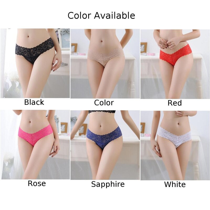 Women Lace Panties Sexy Underwear G-string Thong Hollow Out Knickers Low Waist  Briefs Breathable Lingere Underpants Lightweight