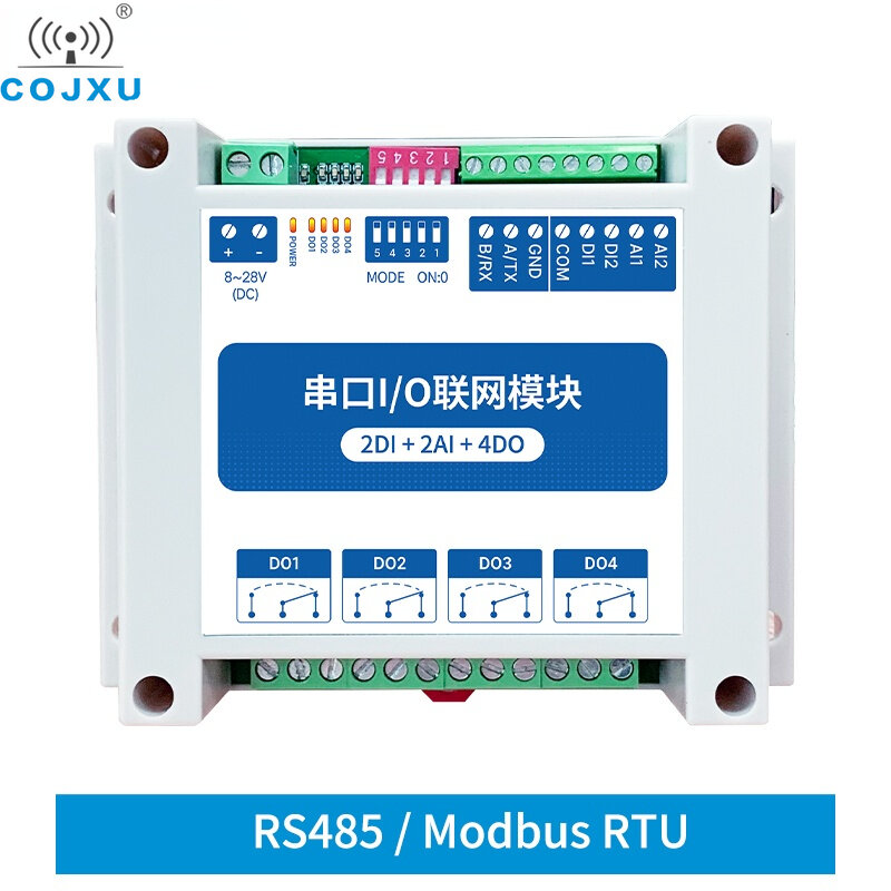 ModBus RTU RS485 I/O Network Module with Serial Port 4 Switch Output 2DI+2AI+4DO Watchdog for IoT Access Control MA01-AACX2240