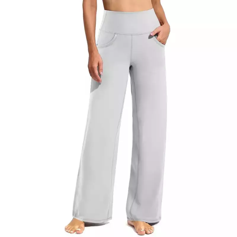 Calças largas de cintura elástica para mulheres, streetwear monocromático, calças de cintura alta, moletom de ioga confortável estilo coreano