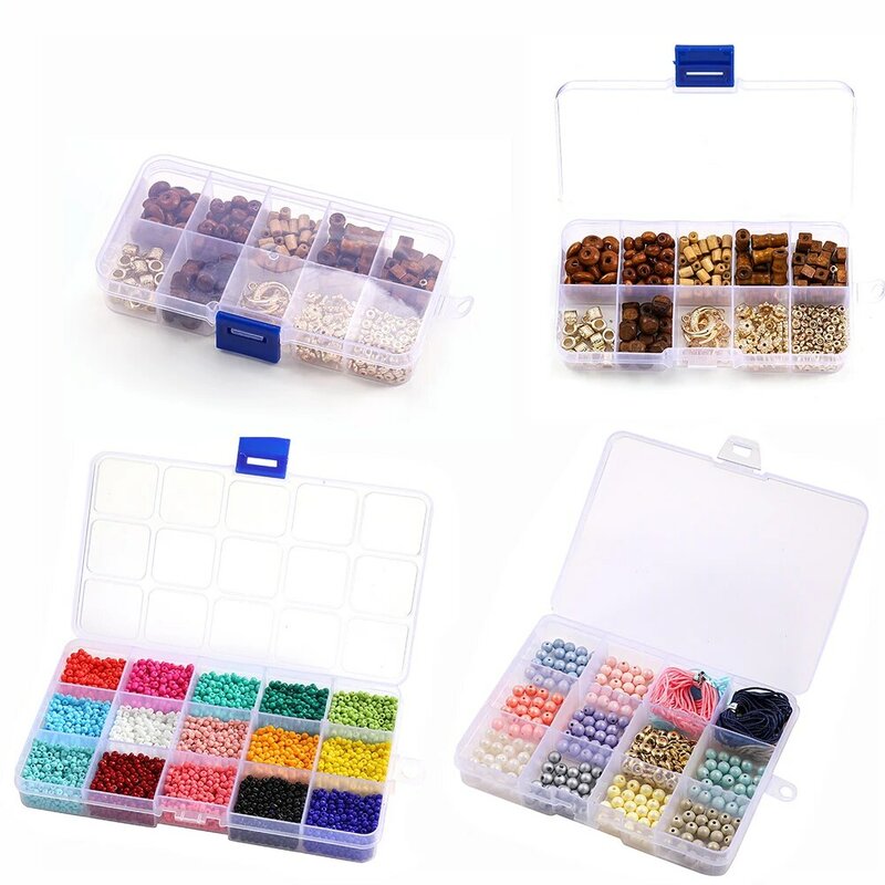 5//10/15 Grids Clear Plastic Storage Jewelry Box Compartment Container for Beads Crafts Jewelry Fishing Tackles Earring Box Case