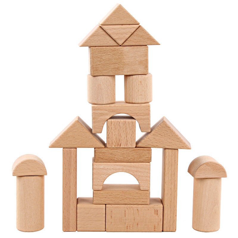 22 pçs brinquedos de empilhamento de madeira bloco educacional brinquedo de madeira crianças jogos de construção para crianças expressão quebra-cabeça blocos de construção