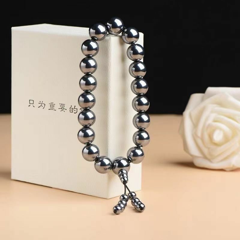 Natural Terahertz 108 Beads Energy Stone Bracelet for Men and Women Authentic Taimagnetotherapy Bracelet 6MM 8MM 10MM