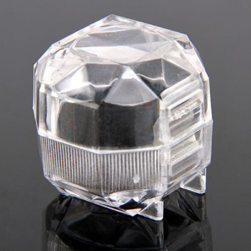 Kotak kemasan cincin akrilik anting kristal, kotak pengatur penyimpanan perhiasan plastik kristal Display berdiri transparan 4x4cm baru