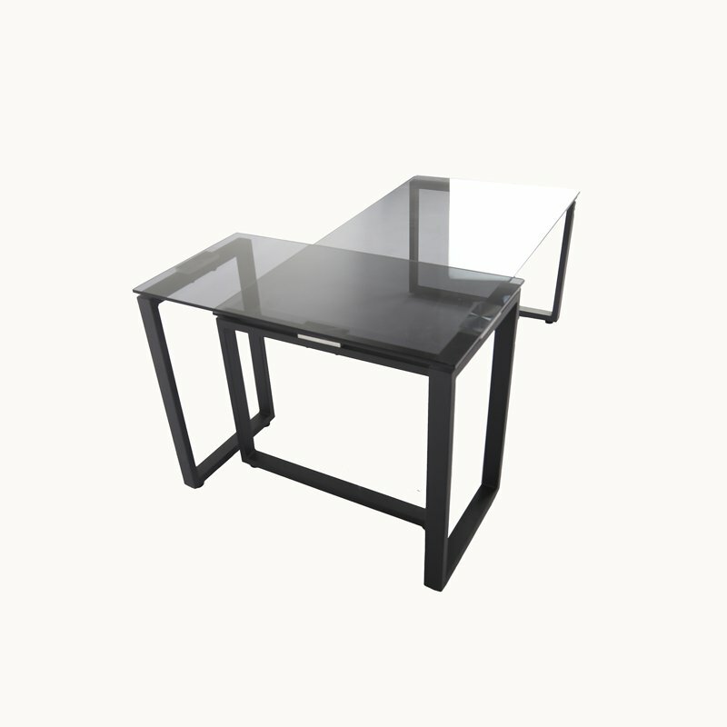 Modern Glass Coffee Table End Tables for Living Room 2 Piece Set Nesting Table for Home Office