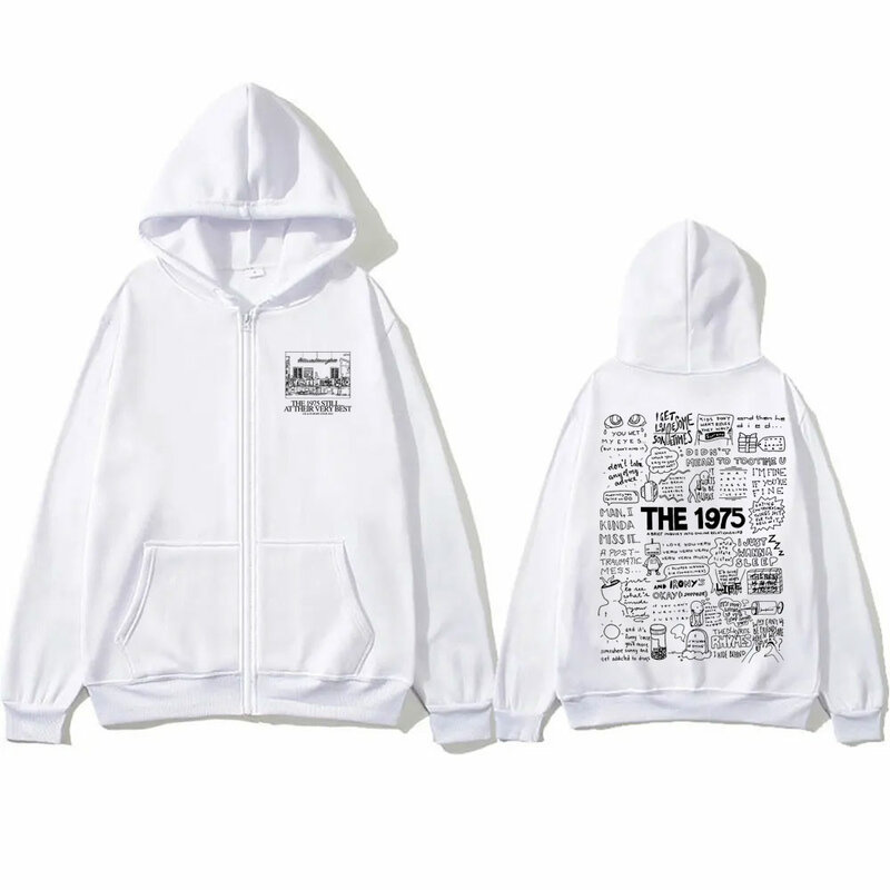 Rock Band The 1975 Still At Their Very Best Uk Europe Tour Zipper Hoodie Men Women Fashion Vintage Loose Oversized Zip Up Jacket