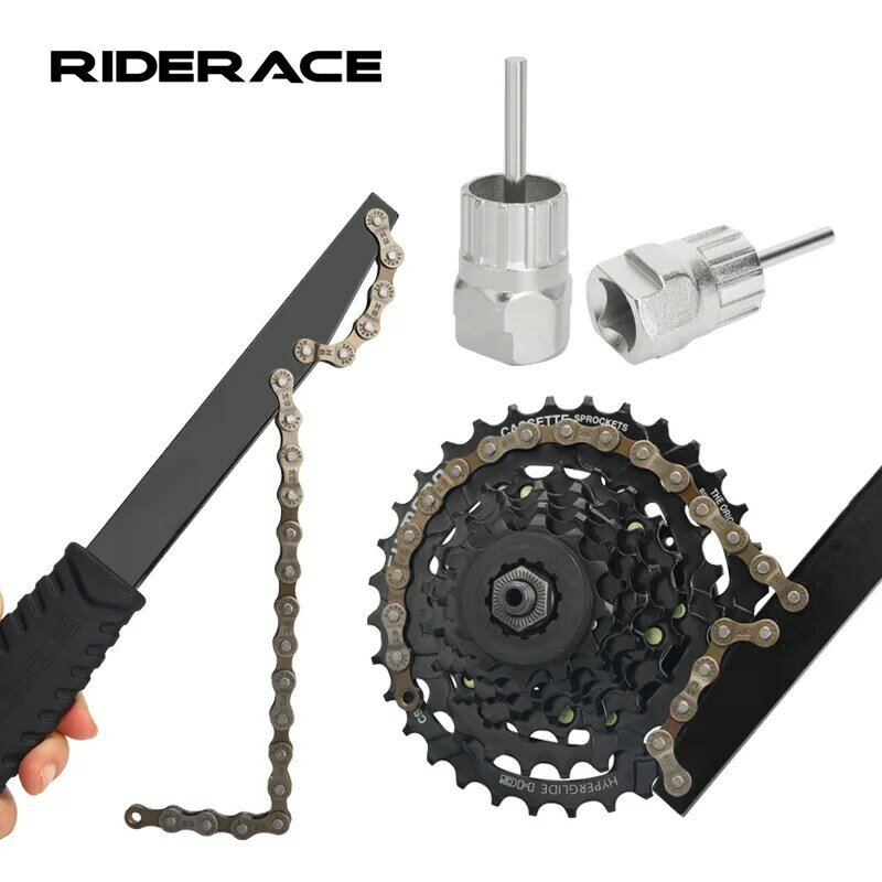 Bicycle Flywheel Removal Tool Kit With Cassette Wrench 12 Teeth Bike Chain Whip Cassette Sprocket Remover Tool MTB Repair Tools