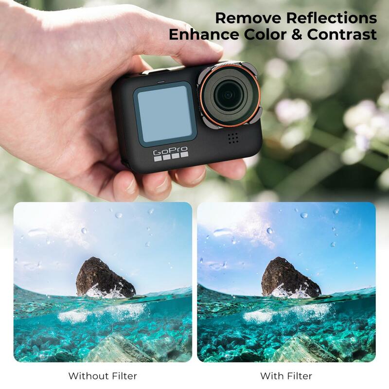 K & F Concept-filtro de Cámara de Acción, conjunto de imagen HD (ND8 + ND16 + ND32 + CPL) con película verde antirreflejos para GOPRO Hero 9/10/11/12, 4 unidades