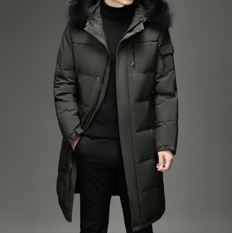 남성용 두꺼운 다운 재킷, 따뜻한 다운 코트, 롱 화이트 덕 후드 다운 파카, 플러스 사이즈 5XL, 2023 신상 남성 패션