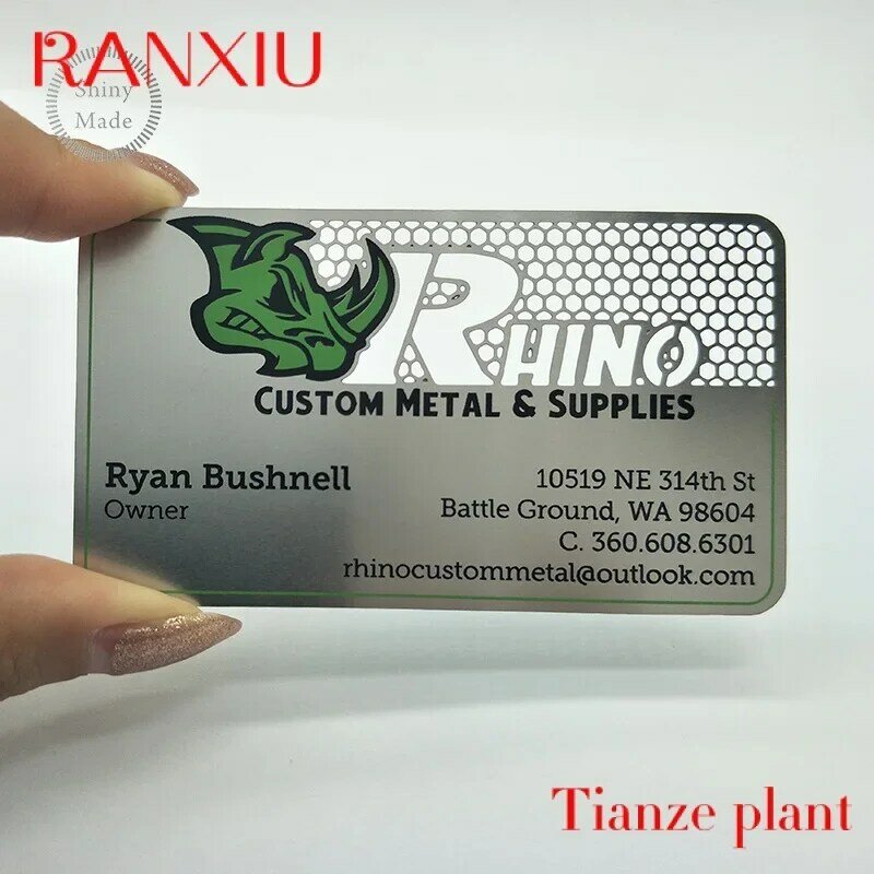 Custom Stainls steel laser cut etal busins card hol