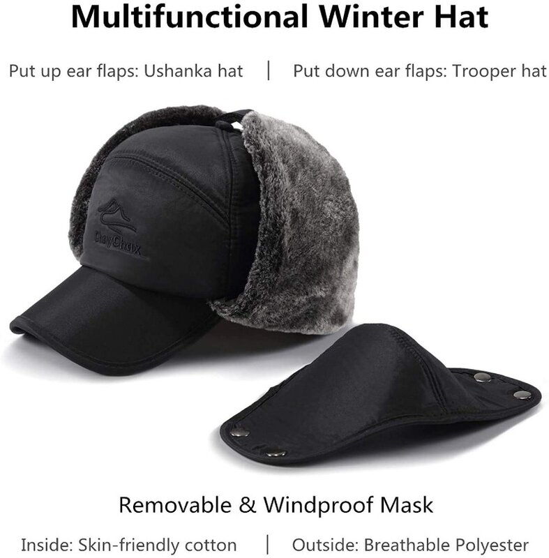 Topi hangat tebal musim dingin pria topi Bomber bulu imitasi topi Flap telinga topi bonnet termal lembut wanita untuk memancing luar ruangan topi ski