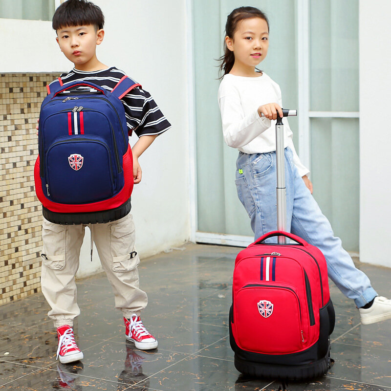 Escola primária para crianças meninos e meninas categorias 1-3-6 luz wight trole escolar mochila com rodas frete grátis