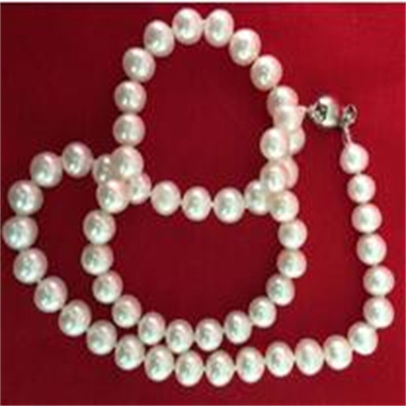 Collar de perlas de agua dulce Akoya blancas naturales, 7-8mm, 18 ", AAA, nuevo