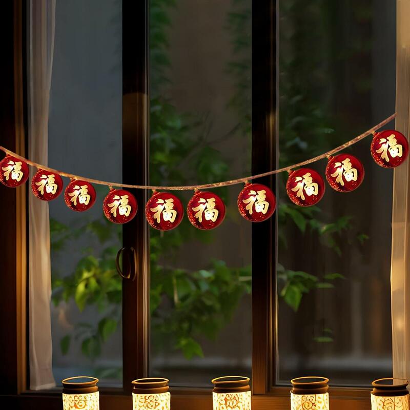 Spring Festival String Light 2M Fu Character Hanging Ornaments luci Decorative per Wedding Living Room Window Party Home Decor
