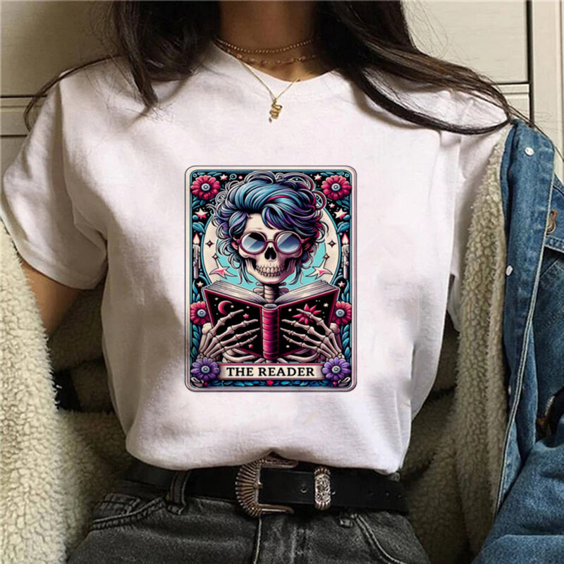 독자 하라주쿠 수채화 재미있는 반팔 프린트 여성 티셔츠, 반팔 프린트 상의, 캐주얼 다목적 O넥 티셔츠