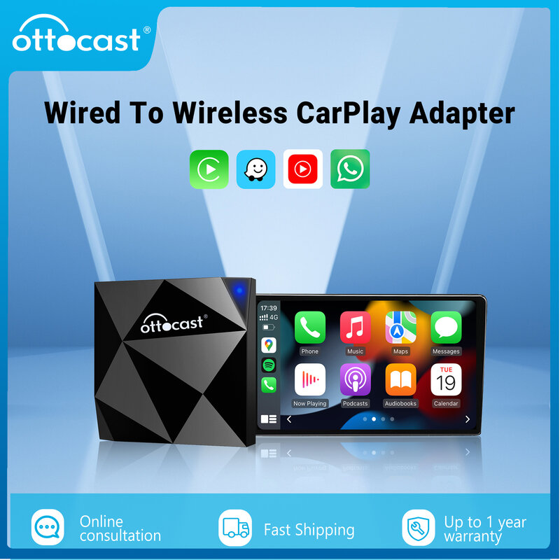OTTOCAST – adaptateur CarPlay sans fil U2 Air, Dongle USB, OEM, lecteur multimédia pour Audi Proshe Benz VW Volvo Toyota