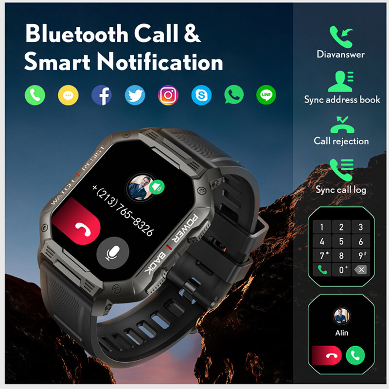 コネクテッドウォッチcanmis,デジタル時計,スポーツブレスレット,防水,Bluetooth通話付き,410mAh,Android/iOS電話用