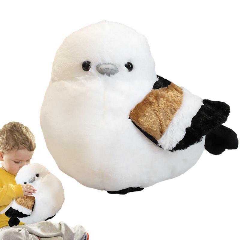 Brinquedo de pássaro recheado para crianças, travesseiro de animais macios para meninos e meninas, boneca recheada para sofá-cama e decoração do sofá, titmouse de cabeça inclinada