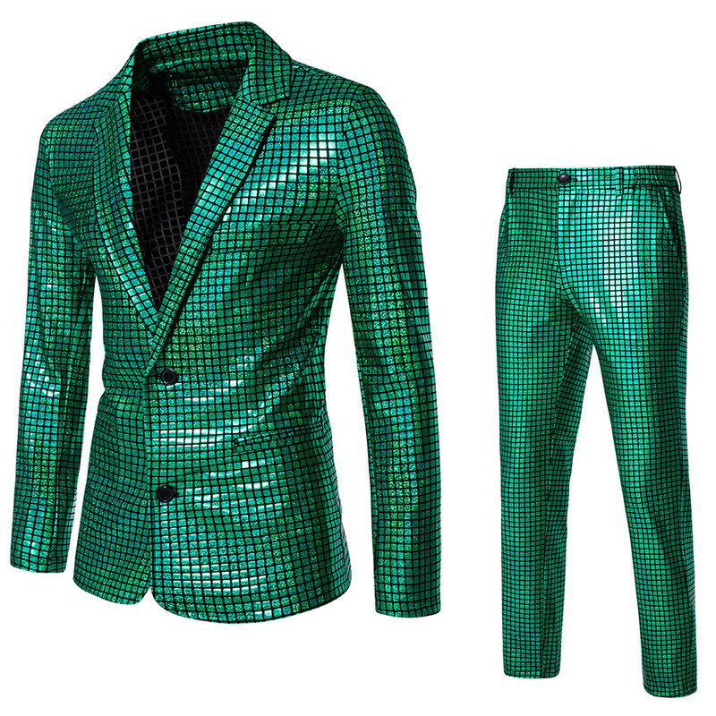 Tuta da stampa a caldo con paillettes da uomo nuova alla moda tuta da discoteca Cosplay Party Stage Nightclub Shiny and Cool Performance Suit Set SizeS-3XL