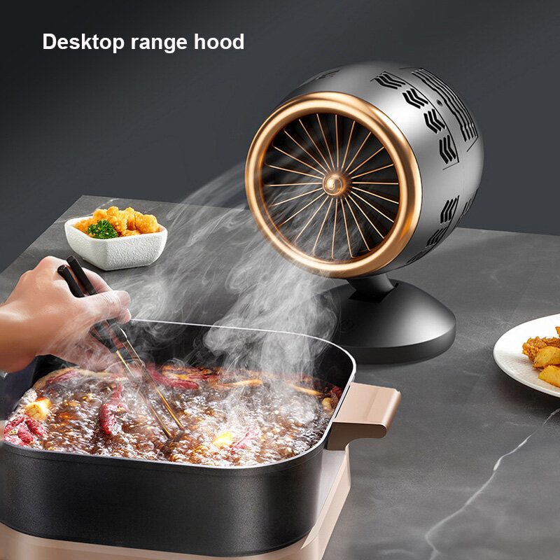 Household Desktop Range Hood, baixo ruído, ângulo poderoso Airduct, exaustor de cozinha portátil ajustável com filtro