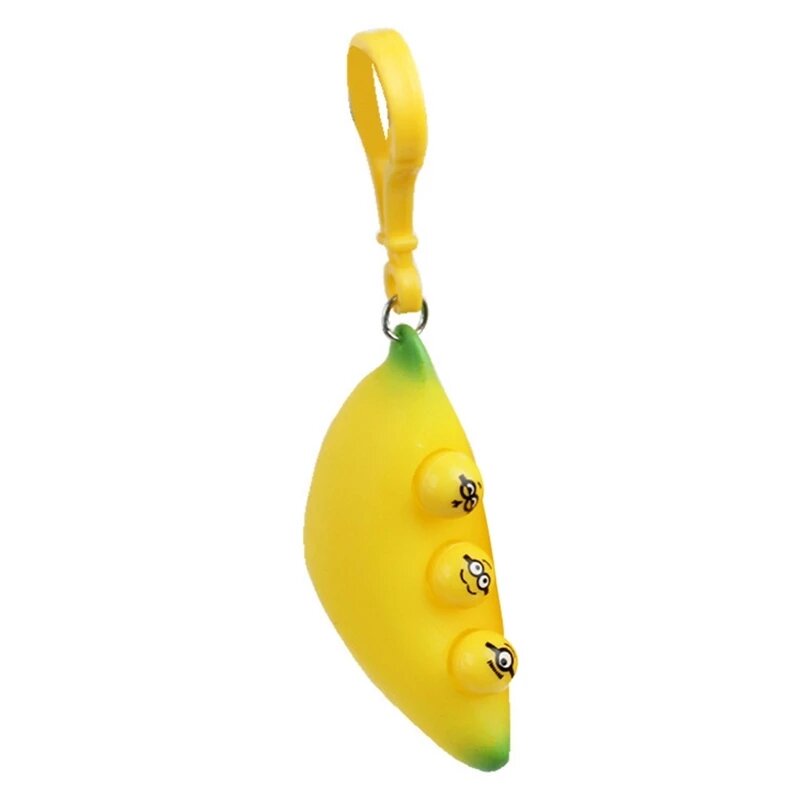 Gantungan kunci ekspresi pisang lucu, liontin penghilang stres dekompresi Fidget mainan cubit TPR ornamen anti stres untuk hadiah anak-anak