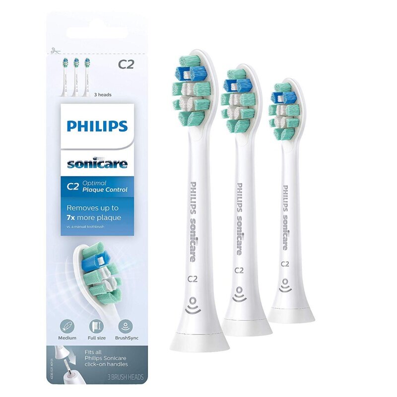 Têtes de brosse à dents Philips Macicare HX9023/65, blanc, remplacement, lot de 3