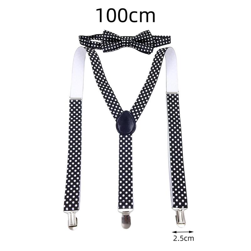 Set dasi kupu-kupu Suspender anak-anak, penjepit bentuk Y kawat gigi dapat disesuaikan untuk pakaian Formal pesta tema celana tari pernikahan