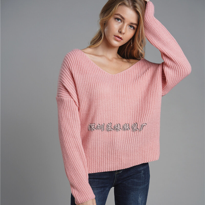 Women's Back Cross Beaded Knit Sweater New Autumn Winter Elegant Warm Pullover Fashion Solid Knit Pullover Backless Crossover