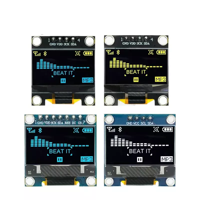 0.96 inch IIC SPI Serial 7/4Pin White/Blue/Yellow Blue/Yellow OLED Display Module SSD1306 12864 LCD Screen Board for Arduino
