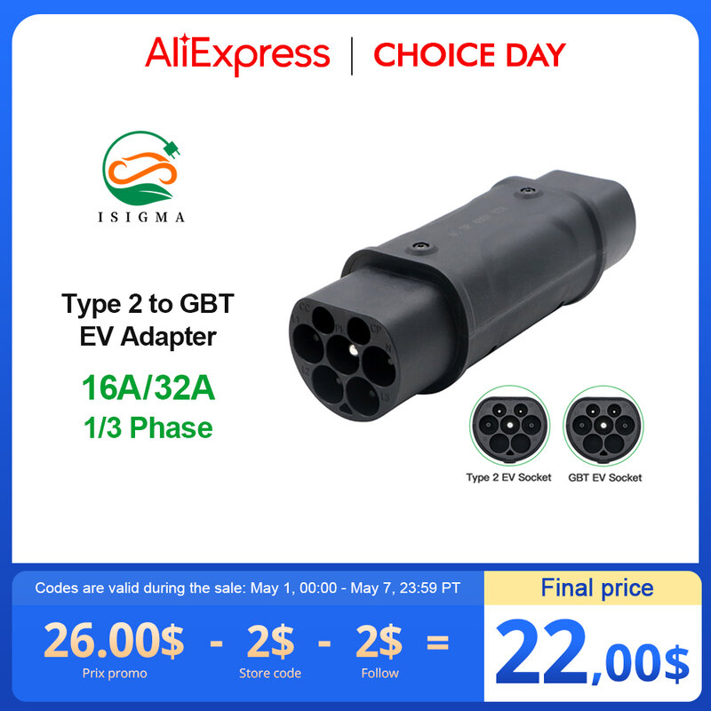 EV Adaptor GBT to Type 2 Use for China Standard Vehicles Charging One Side to GBT Cars and Another Side to Type2 Female EV Plug