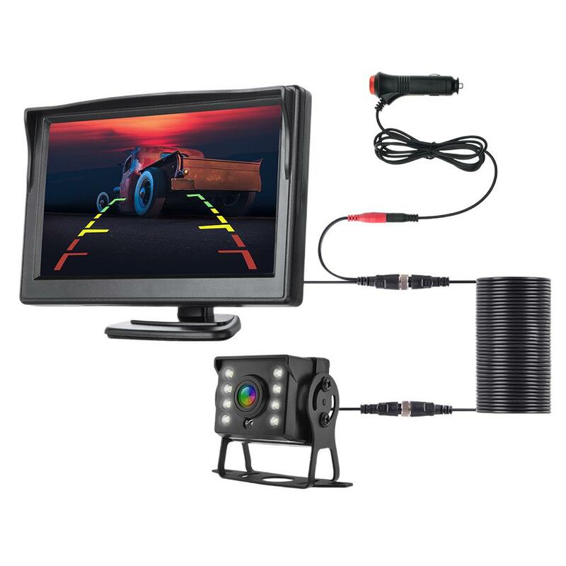 Kamera spion mobil Universal, Monitor 5 inci untuk layar HD truk LED penglihatan malam tahan air keamanan Bus jejak